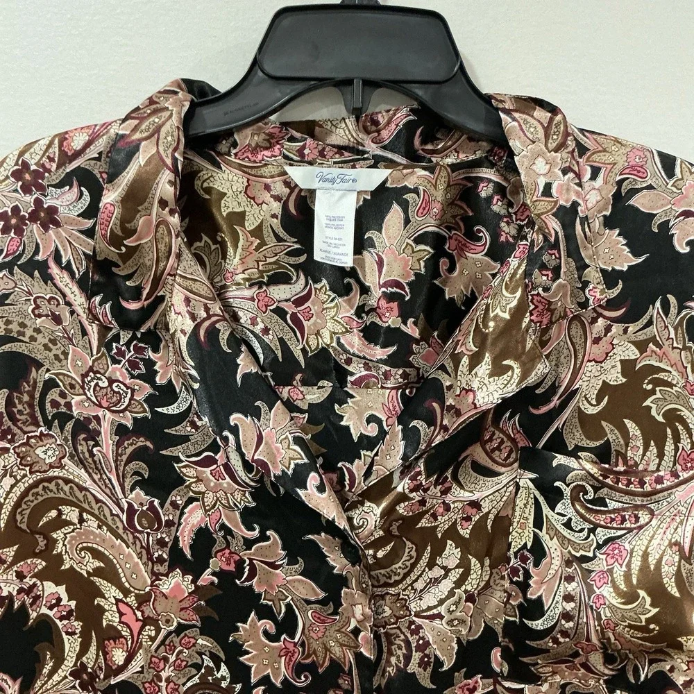 Vintage Vanity Fair Satin Chemise XL Floral Paisley  Nightgown Lingerie 90's